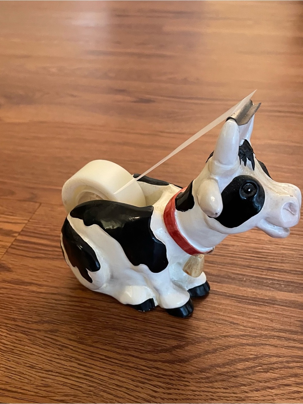 Vintage Cow Tape Dispenser Holstein Whimsical Resin